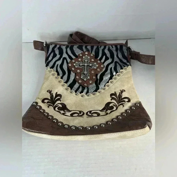 Cross Rhinestone Western Leather Crossbody Bag-Y2K Era - Picture 7 of 7
